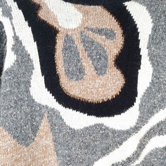 Vintage Silk Angora Lambswool Sweater Beaded Sequins Abstract Size Medium - Picture 6 of 8